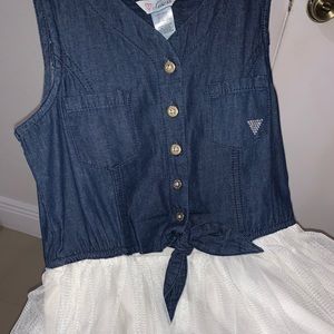 Girls dress denim top and white tule skirt